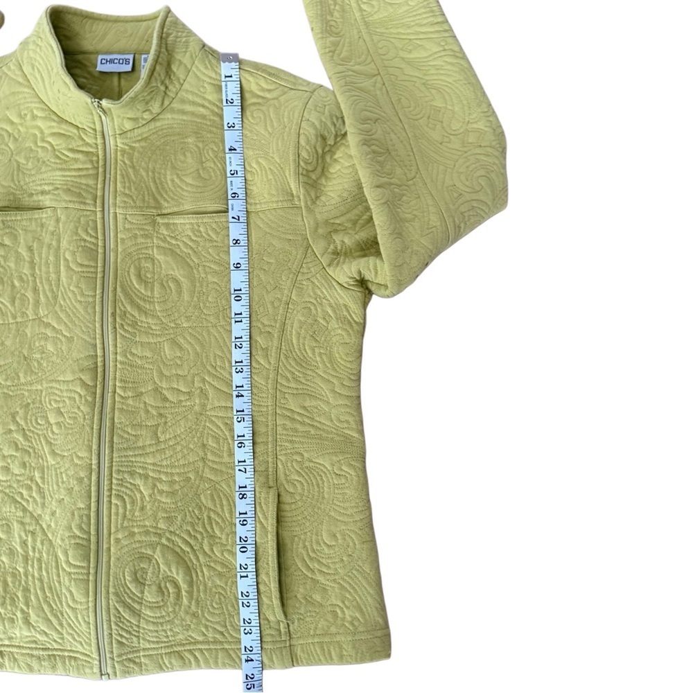 Chico's Embroidered Indie Boho Textured Spring Cotton Zip Up Jacket Shirt 2 - Picture 9 of 11